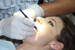 woman getting ready for dental work